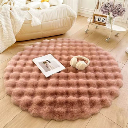 Creamy Style Chunky Round Plush Rug