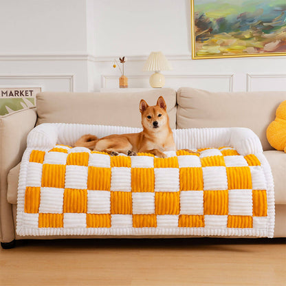 Cozy Plaid Patchwork Pet Mat Furniture Protector Couch Cover