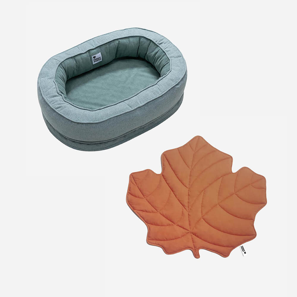 Leaf Shape Dog Blanket With Donut Dog Bed Luxury Dog Gifts