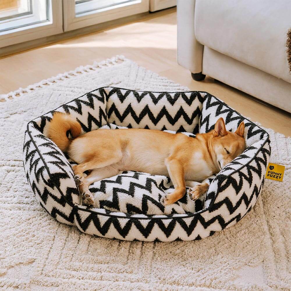 Plush Retreat Chevron Dog Bed-The Warm Hugger